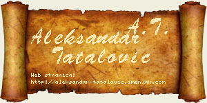 Aleksandar Tatalović vizit kartica